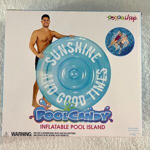 Pool Candy Sunshine and Good Times Inflatable Pool Island Round Raft Float 5 FT